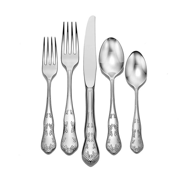 Liberty Tabletop Martha Washington 65-piece 18/10 Flatware Set service for 12, Includes Serving Pieces Made in USA