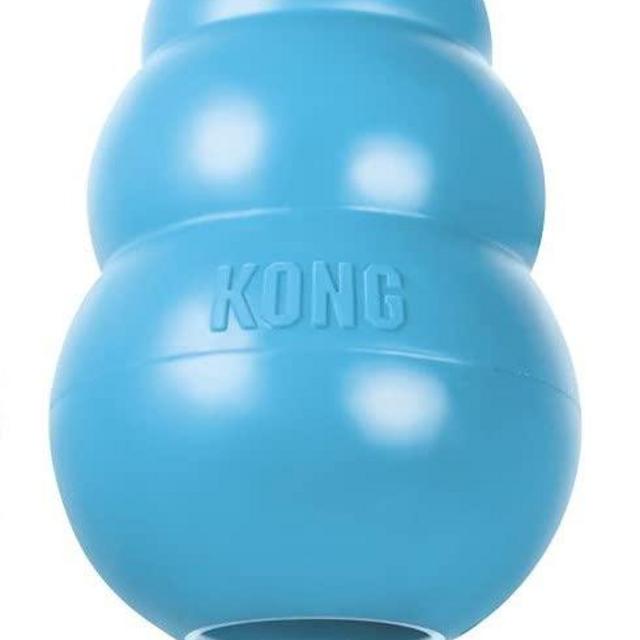KONG Puppy - Natural Teething Rubber Chew Toy for Dogs - Stuffable Dog Toy for Extended Playtime - Chew & Fetch Toy for Puppies - for Small Puppies - Blue