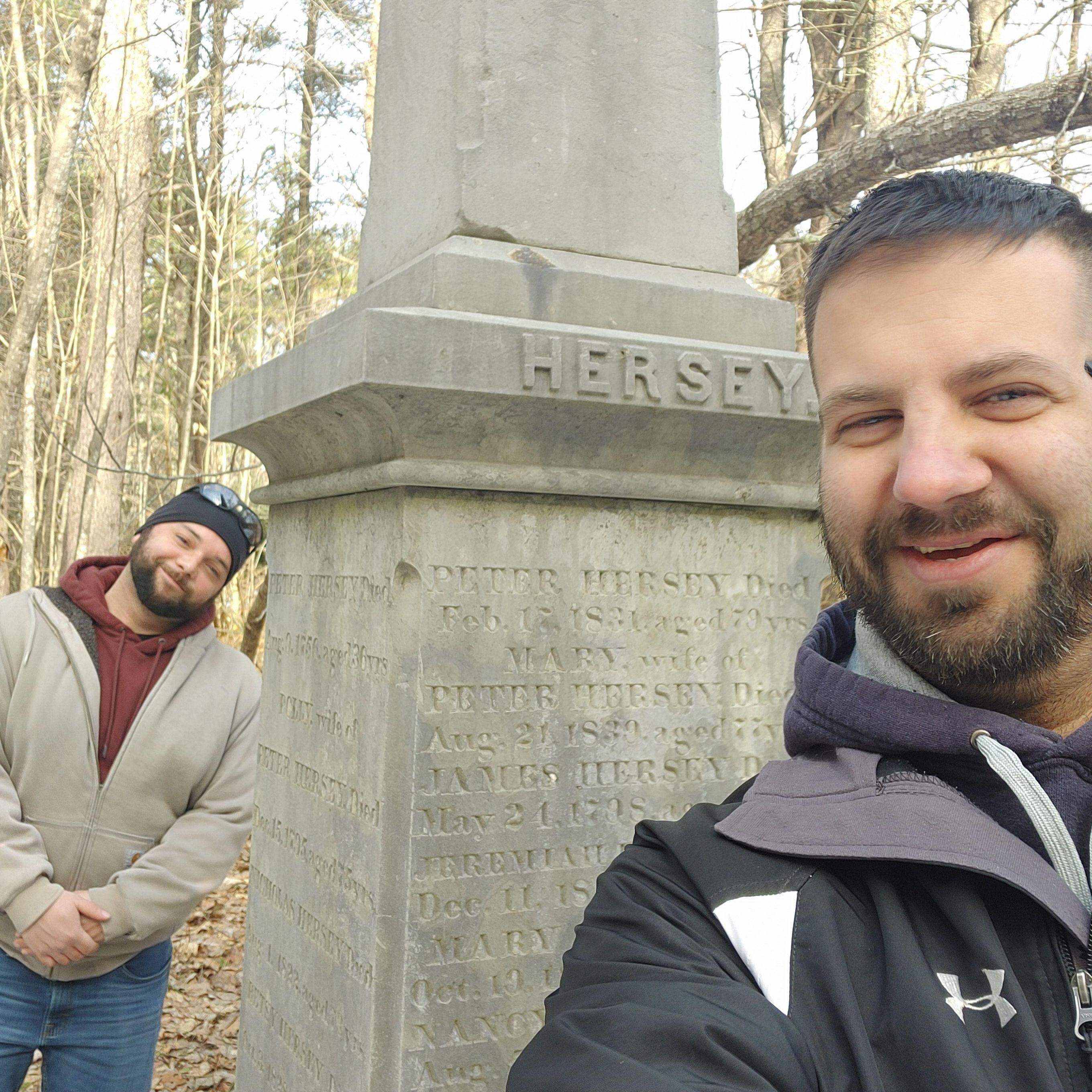 Feb. 12, 2023 - We traveled to Newfields, NH and through mud, snow, ice, and woods to find a burial plot belonging to members of Shawn's family.