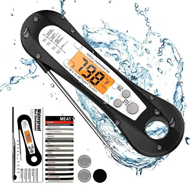 Yatnchan Digital Meat Thermometer for Cooking, Waterproof Instant Read Cooking Thermometer for Food with Backlight & Calibration, Digital Food Probe for Kitchen, Outdoor Cooking, Grilling and BBQ