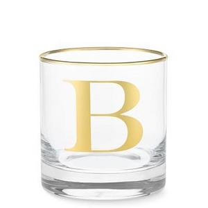 Williams Sonoma Gold Monogram Double Old-Fashioned Glass, B