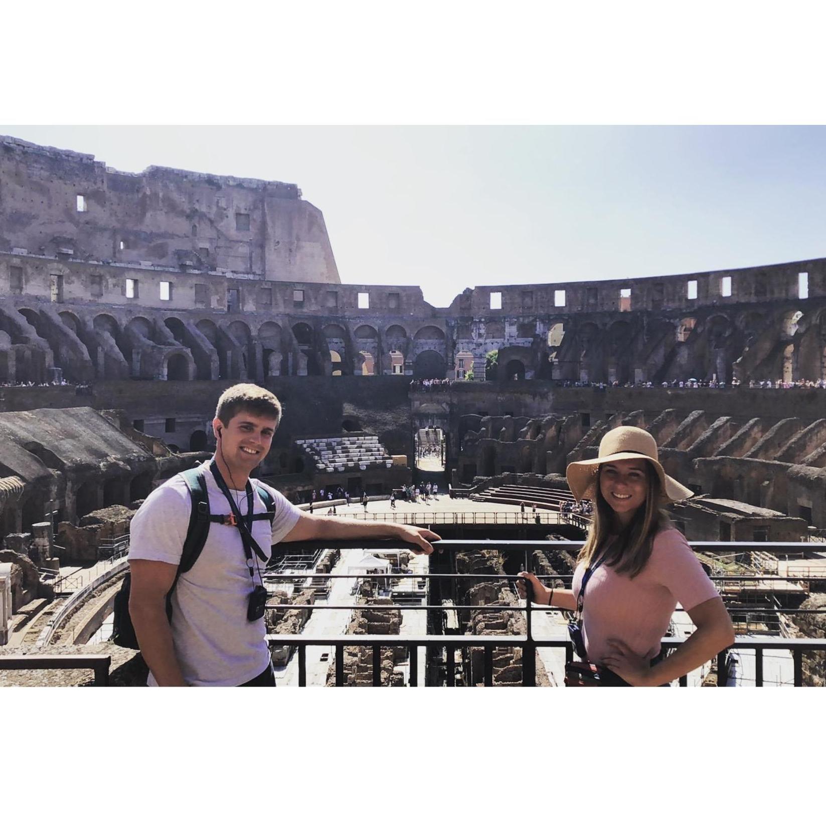 Touring the Roman Colosseum in Rome, Italy. 2019