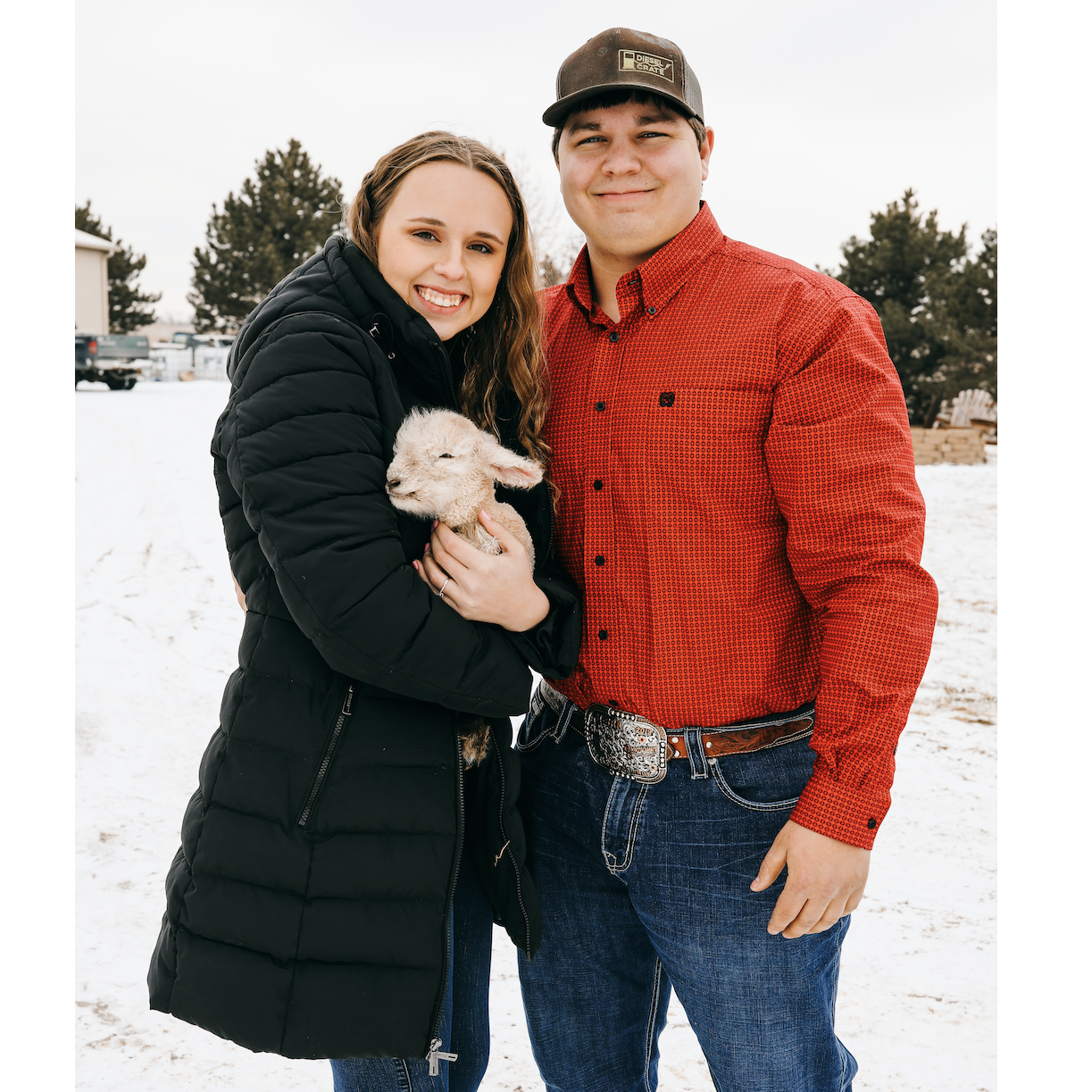 We had our first lamb of 2021 the morning of our engagement photos!