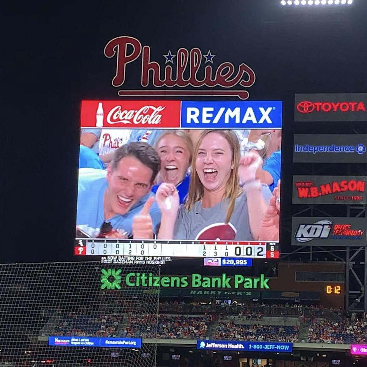 When we made it on the big screen at the Phillie's game!!!