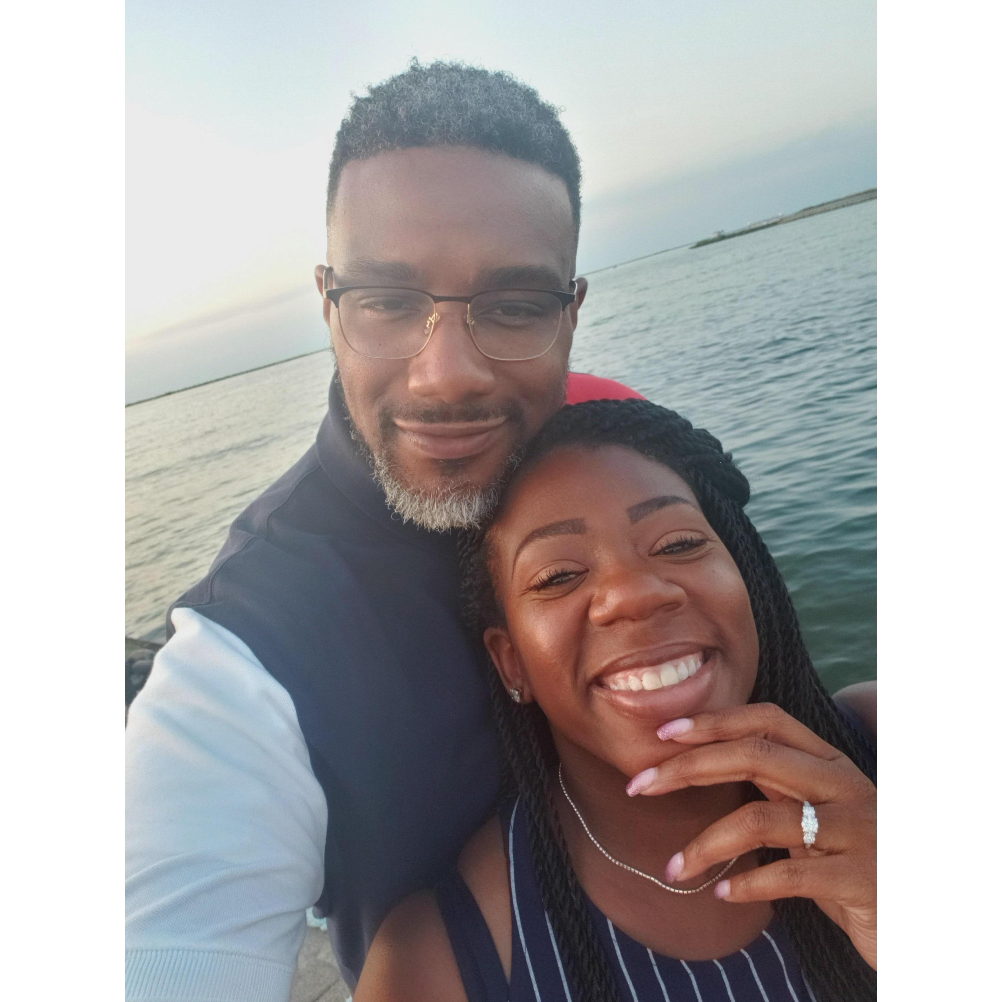 Engaged at the East 9th Pier in Cleveland!