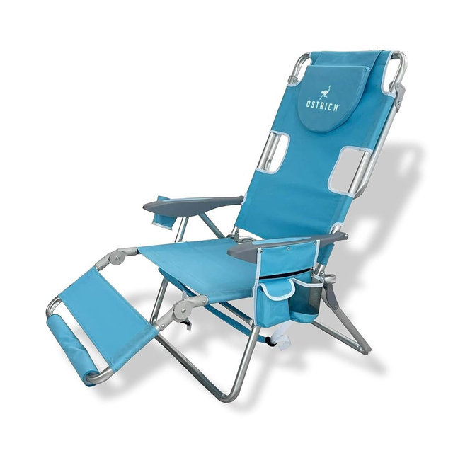 Ostrich the Backpack 3N1 Portable Chair with Cooler Bag and Reclining Lounger for Tanning, Camping, Beach, and Outdoor Essential, Light Blue