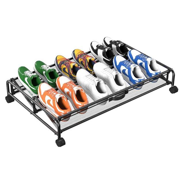 KOSIWU Under Bed Shoe Storage Organizer, Rolling Under Bed Storage Containers with Wheels, Under Bed Shoe Organizer Drawer Space Saving for bedroom