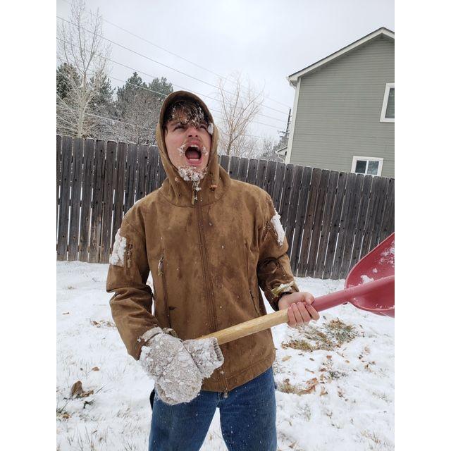 Snow fight in the backyard with the Young's family