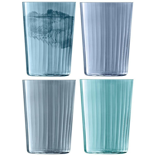 Gems Highball Glasses, Set of 4 - Assorted Sapphire