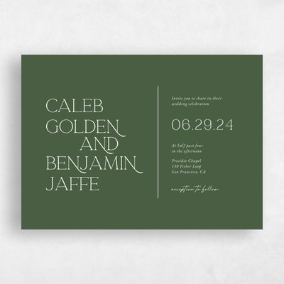 Dark Olive, Green Wedding Invitation - Hasbrouk Landscape