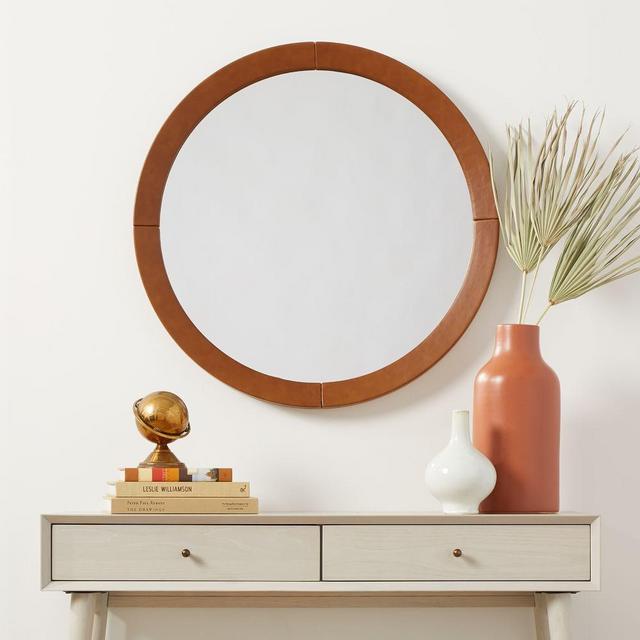 Anders Round Vegan Leather Mirror