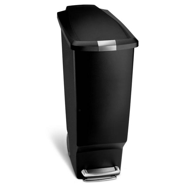 simplehuman 40L Slim Plastic Step Trash Can Black