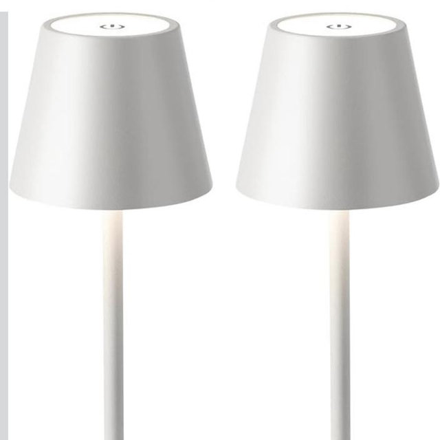 KDG 2 Pack Cordless Table Lamp, Portable LED Desk Lamp, 5000mAh Battery Operated, 3 Color Stepless Dimming Up, for Restaurant/Bedroom/Bars/Outdoor Party/Camping/Coffee Shop Night Light(White)