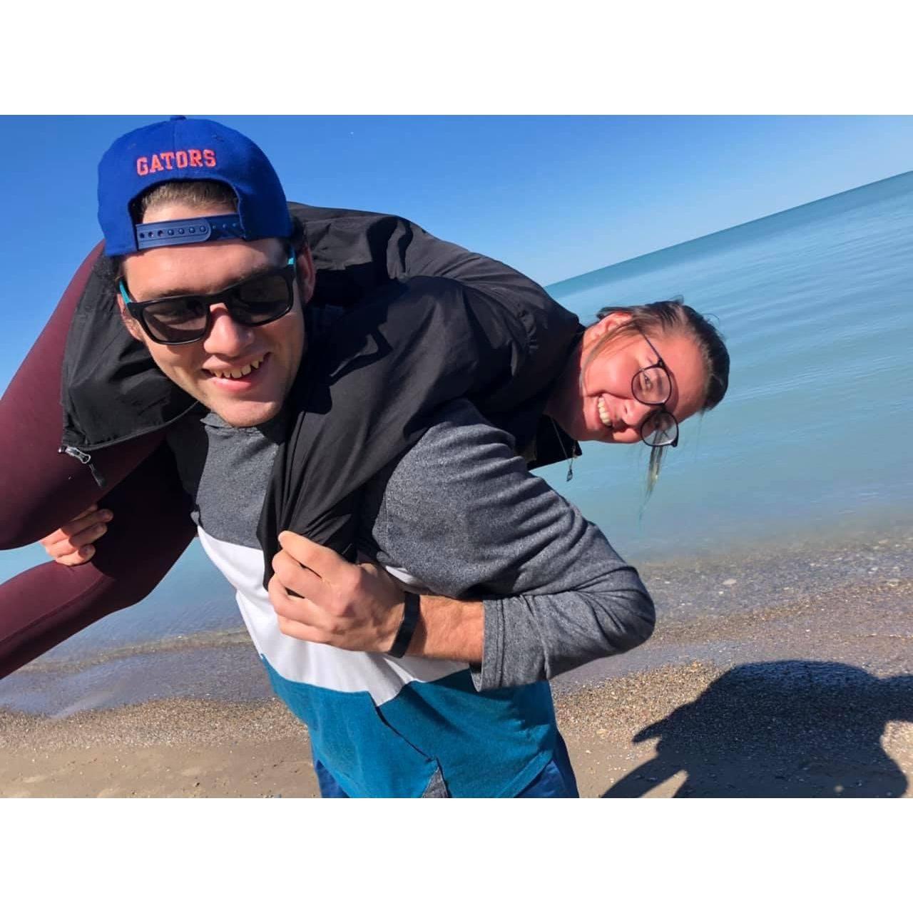 Hike on the beach in Grand Bend