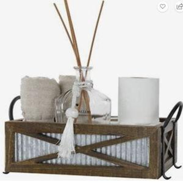 Rustic Farmhouse Barn Door Freestanding Toilet Paper Holder Brown