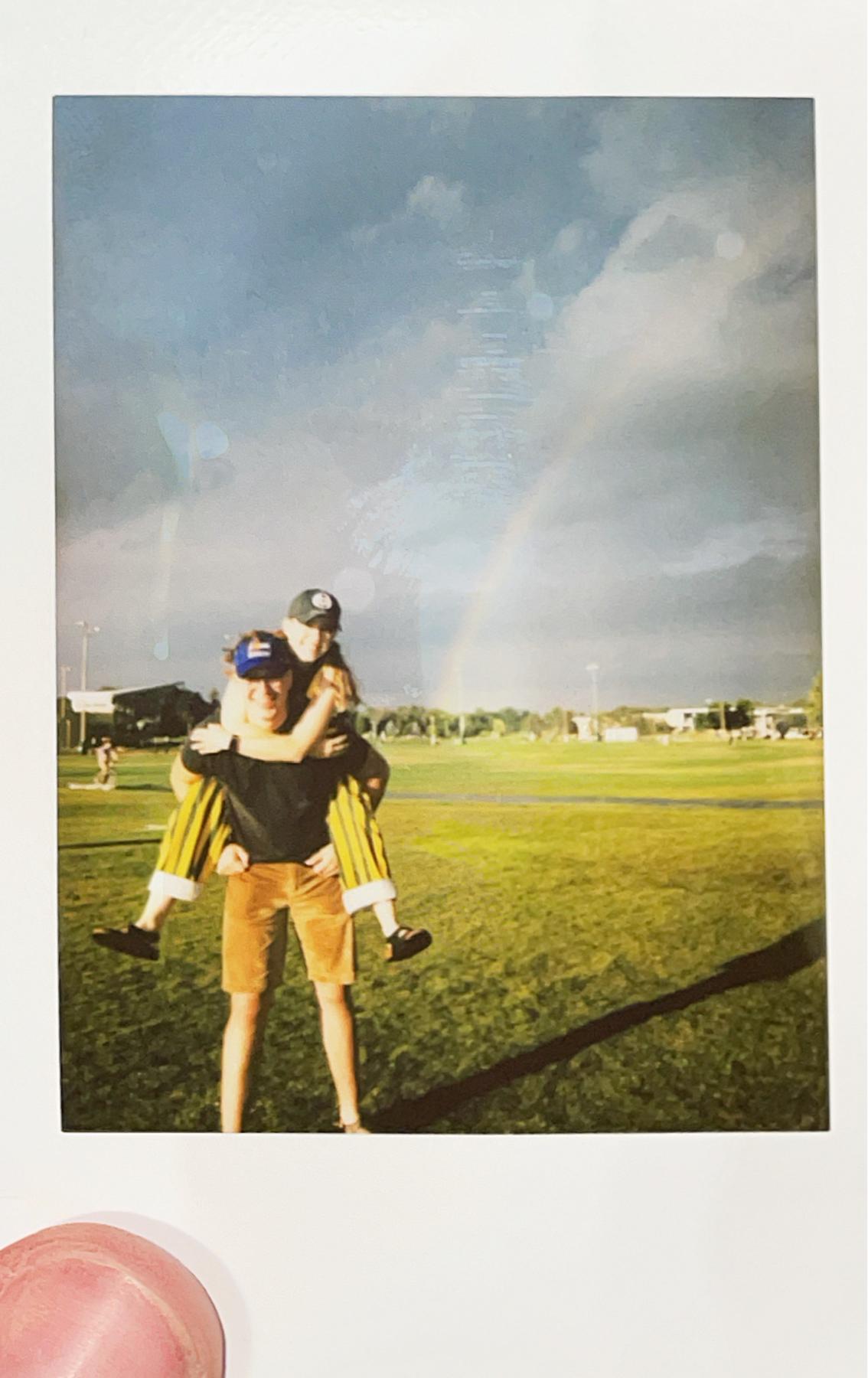 Shoutout to Madi Maroney for capturing this candid football game photo in front of a rainbow. It's one of our favorite polaroids!