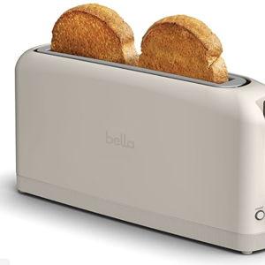 bella 2 Slice Slim Toaster, Fits-anywhere™ Kitchenware, 6 Setting Shade Control with Reheat & Cancel Buttons, Fits sourdough, 10” Long Slot, Anti Jam & Auto Shutoff, 900 Watt, Oatmilk