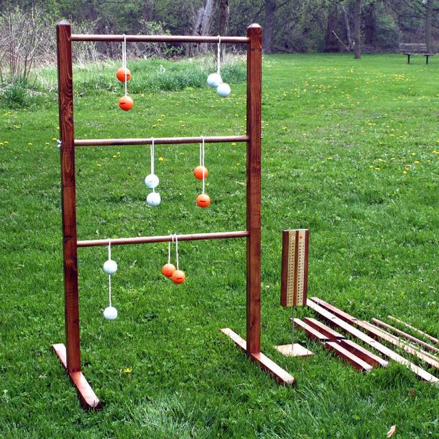 Wooden Ladder Ball Game Sets - Wedding Game, Family Reunion Games Wood Ladderball Yard Game set, tailgate party at sporting events