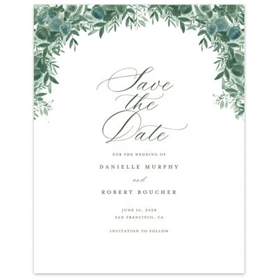 White Greenery Wedding Digital Save the Date - Chai Portrait