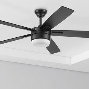 Harbor Breeze Boltz III Easy2Hang 52-in Matte Black with Black Blades Integrated LED Ceiling Fan With Light 5 -Blade