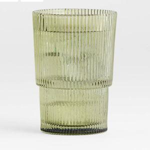 Atwell 11-Oz. Moss Green Stackable Ribbed Double Old-Fashioned Glass