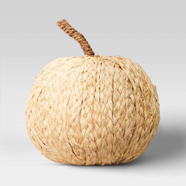 5" x 4.75" Decorative Raffia Pumpkin Figurine Cream - Threshold™