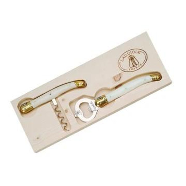 Jean Dubost Laguiole Corkscrew and Bottle Opener with Ivory Handles
