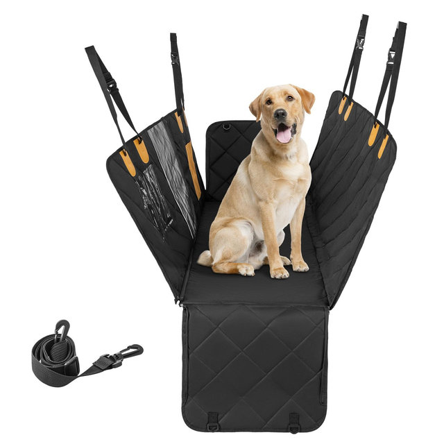 Costway Dog Car Seat Cover for Back Seat w/ Mesh Windows Waterproof & Scratch-proof