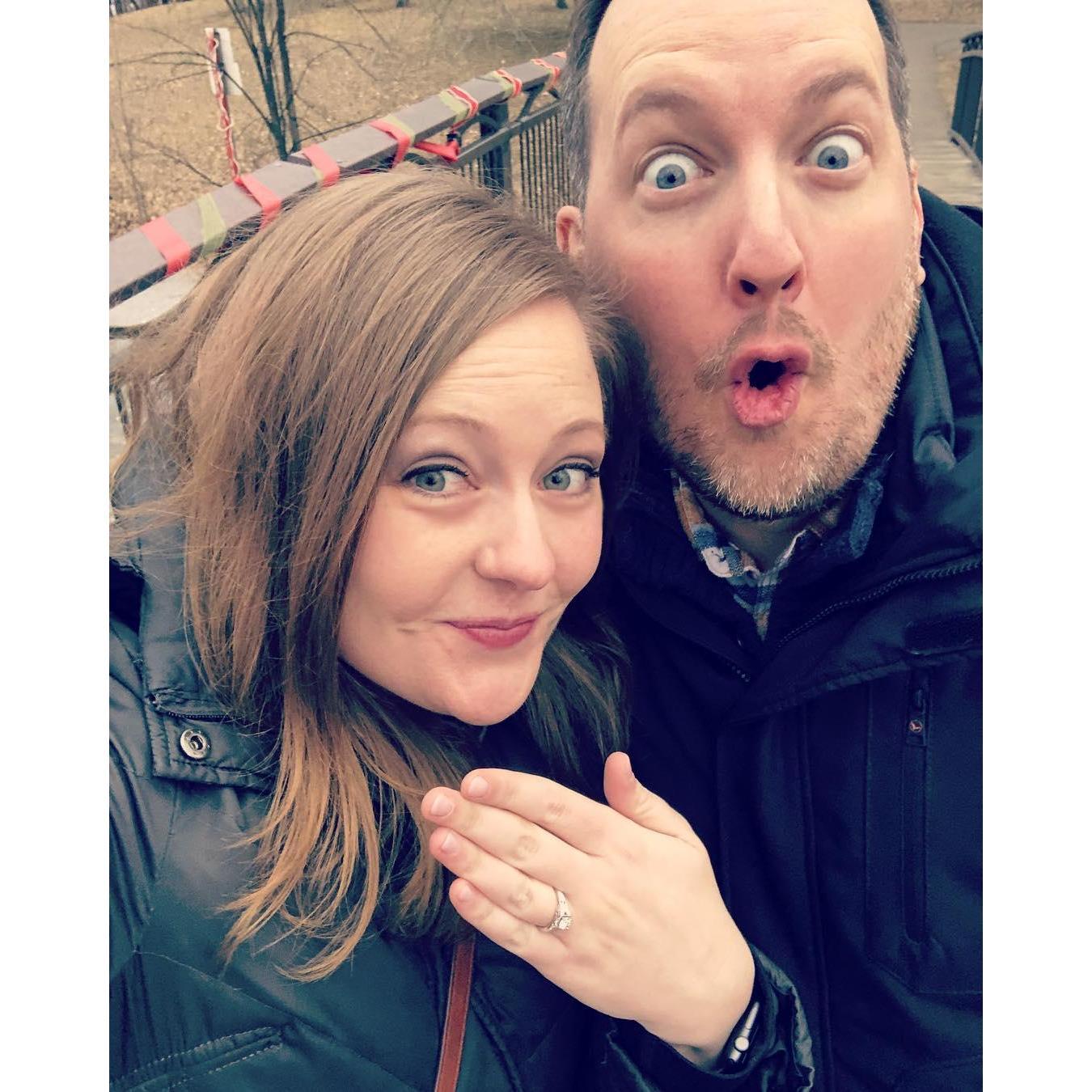 In the moments after our engagement at Lake Nokomis on January 18th, 2019!