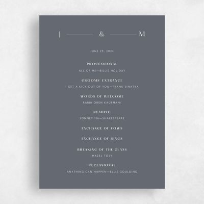 Charcoal, Grey Wedding Program - Corinth