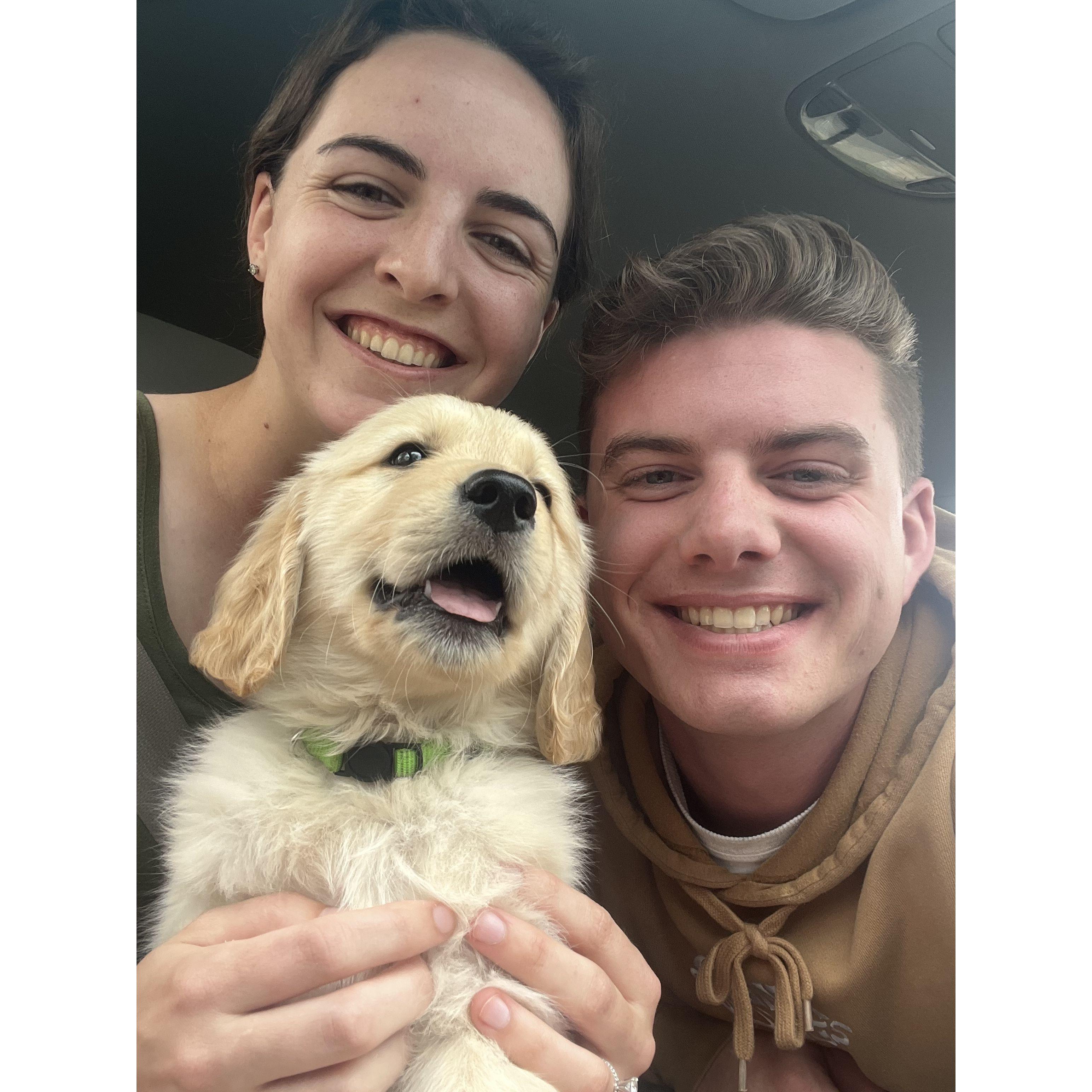 May 15, 2023 Ryan and Katherine started their family with Archer the golden retriever.