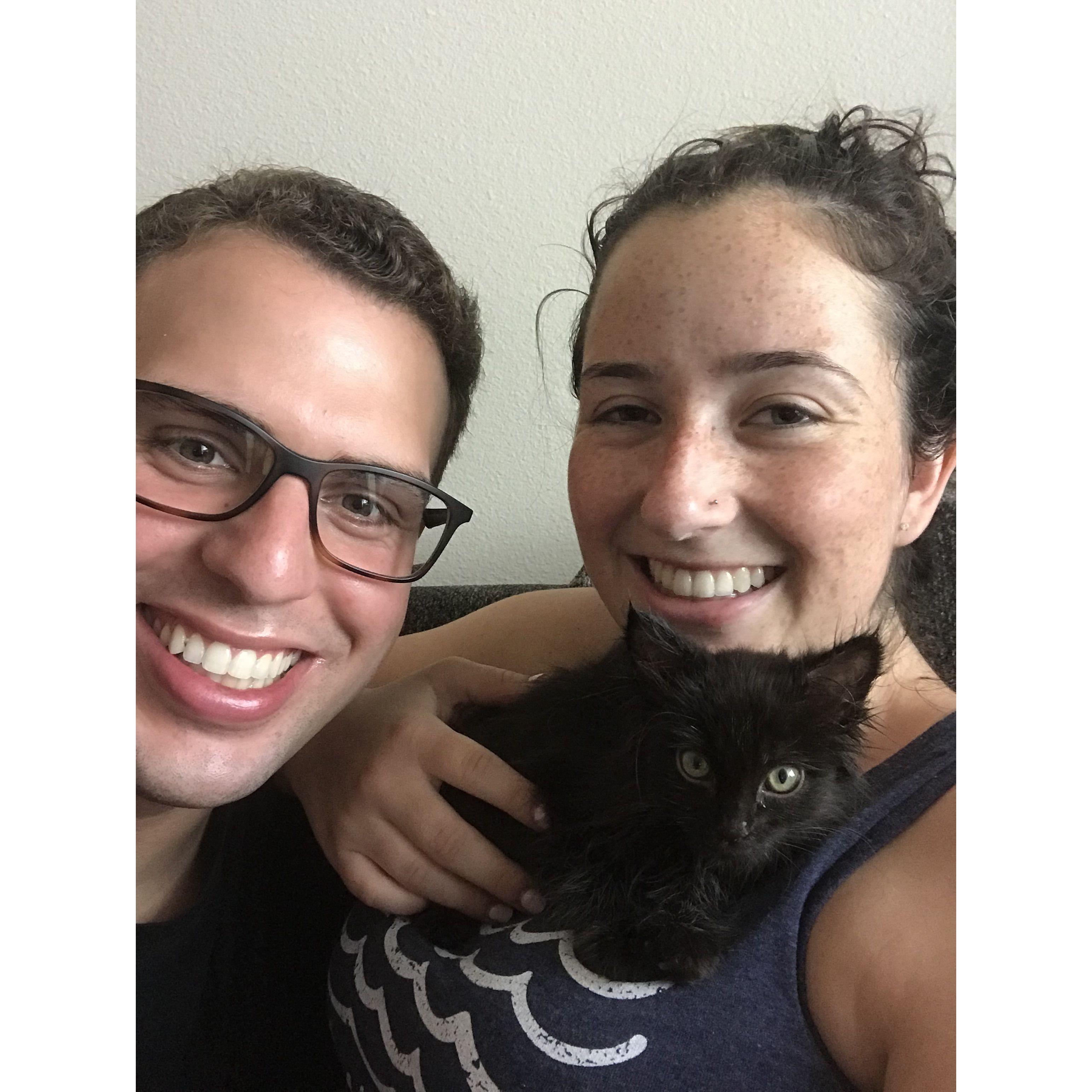 August 2018: Stephen started to bond with the cats.