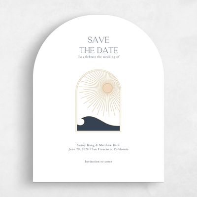 White Arch Wedding Save the Date - Tramonti Portrait