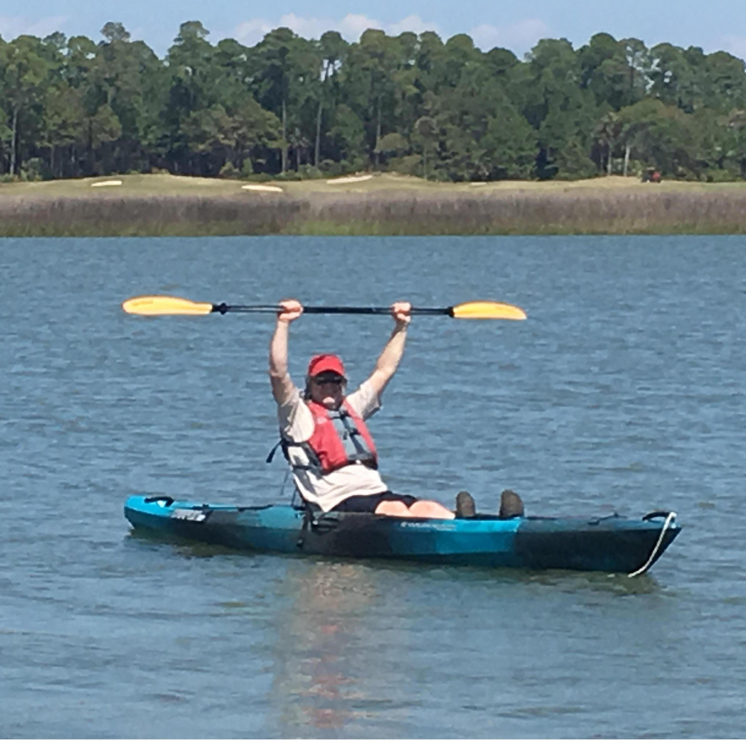 Difficult to get pictures of us together when one of us usually has the camera. Kayaking at Kiawah 2018.