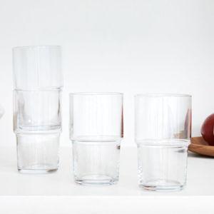 Essential Stacking Drinking Glasses - Set of 8, Tall 14 oz