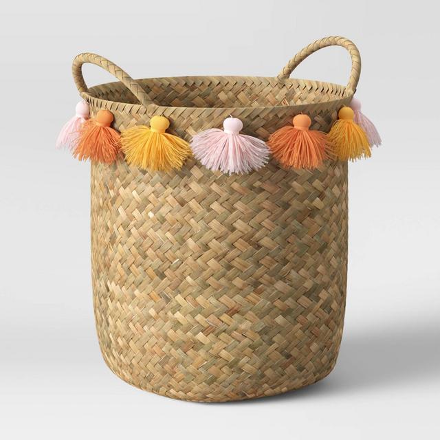8.5" x 11" Decorative Easter Basket with Tassel Orange/Yellow - Opalhouse™