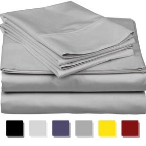 Thread Spread - True Luxury 1000-Thread-Count 100% Egyptian Cotton Bed Sheets, 4-Pc Queen Silver Sheet Set, Single Ply Long-Staple Yarns, Sateen Weave, Fits Mattress Upto 18'' Deep Pocket