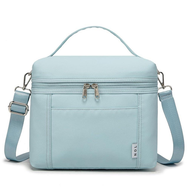 NOL Natural Organic Lifestyle Insulated Lunch Bags for Women Cooler Bag Lightweight Nylon Waterproof Lunch Box For Work (Light blue, Medium(normal))