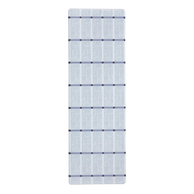 TOWN & COUNTRY BASICS Comfort Plus Windowpane Plaid Anti Fatigue Comfort Mat, Kitchen Runner Mat, with Non-Slip Backing, Blue, 18"x55"