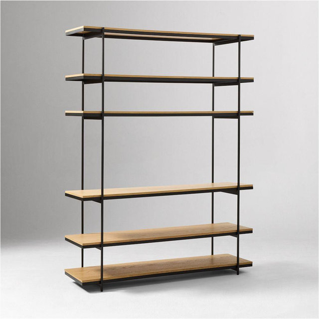 Pierce 60" Wide Open Shelf Unit, Blonde/Black