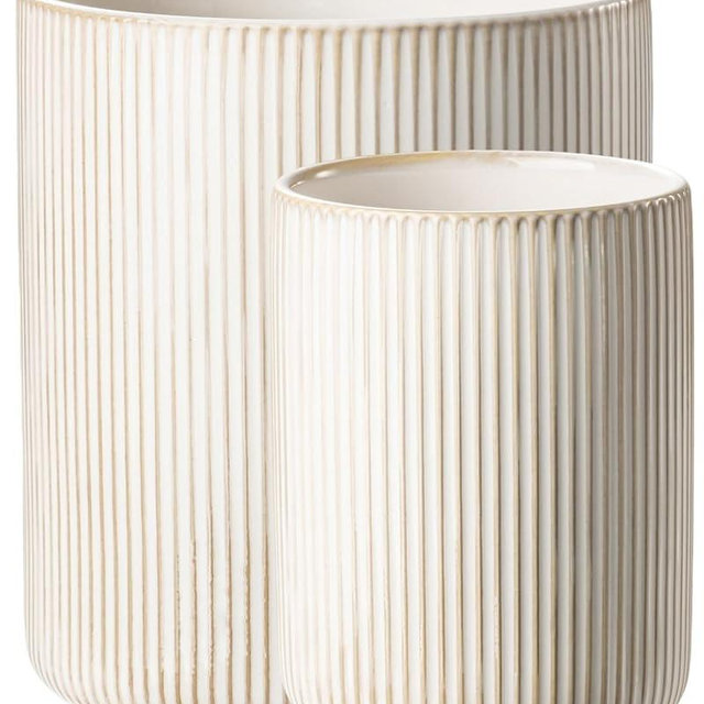getstar Large Rotating Utensil Holder for Kitchen Counter,7.2"+5.4" Ceramic Utensils Crocks Set for Countertop Large & Small Utensil Organizer for Spatula Farmhouse Kitchen Decor