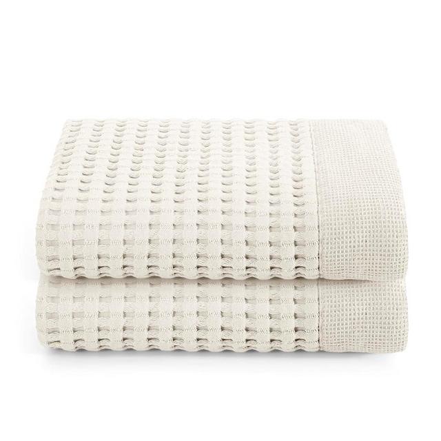 GILDEN TREE Waffle Hand Towels for Bathroom Quick Drying Lint Free Thin, 2 Pack, Modern Style (Cream)
