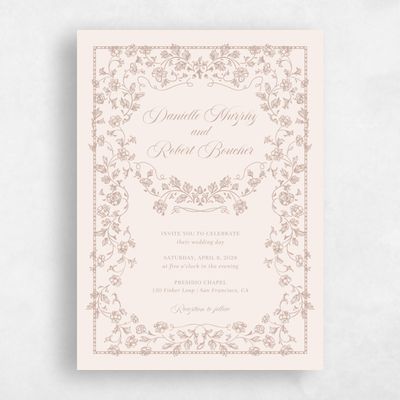 Latte, Beige Wedding Invitation - Elysia Portrait