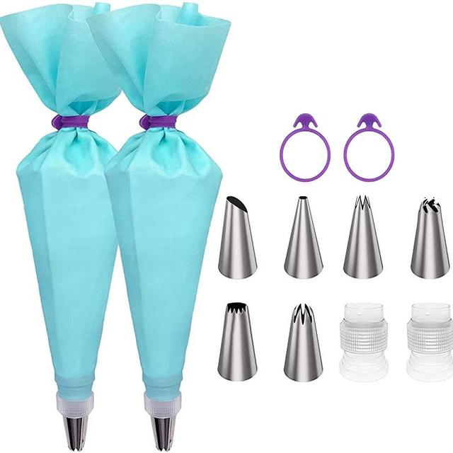 Piping Bag and Tips Set, Cake Decorating Kit for Baking with Reusable Pastry Bags and Tips, Standard Converters, Silicone Rings, Cake Decorating Supplies for Deviled Egg, Cupcake and Cookie Icing