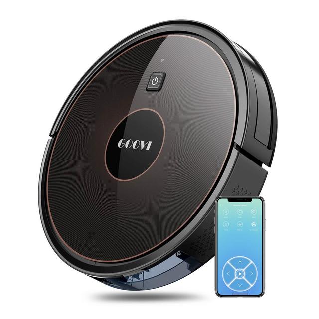 GOOVI Robot Vacuum, 1600PA Robotic Vacuum Cleaner with Wi-Fi, Super-Thin, Self-Charging Robot Vacuum Cleaner, Best for Pet Hairs Hard Floors Medium-Pile Carpets