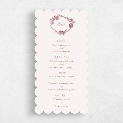 Red Scalloped Wedding Menu - Ariadne