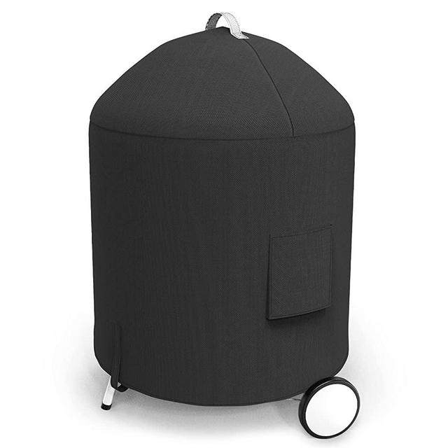 Grisun Premium Grill Cover for Weber 22 inch Charcoal Kettle Grill, Anti-Fade Waterproof Kettle Cover Compatible with Weber 7176 7150, 600D Fabric Charcoal Grill Cover, Fastening Straps for Fix, Black