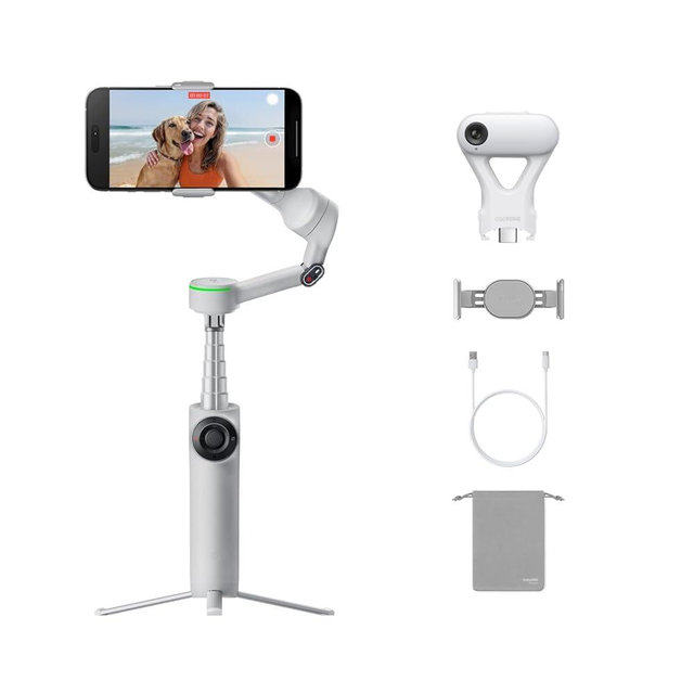 Insta360 Flow 2 Pro Grey - Foldable AI Phone Gimbal, iPhone Native Tracking in 200+ iOS Apps, Multi-Person Tracking, 360º Pan Tracking, Built-In Tripod/Selfie Stick, iPhone/Android Portable Stabilizer