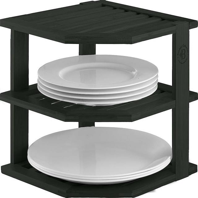 Cabinet Shelf Organizer - Corner Shelf for Kitchen & Bathroom - Countertop & Kitchen Cabinet Organizer - Kitchen Organizer, Bathroom Organizer Countertop, Kitchen Organization (Black)