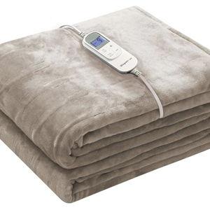 Wapaneus Electric Blanket 62”x84” Flannel Heated Blanket Twin Size with 5 Heating Settings 10 Hours Auto-Off, Fast-Heating, ETL Listed, Machine Washable, Mushroom